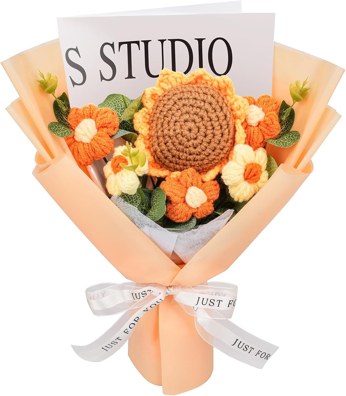 CHUNY Handmade Crochet Flower Bouquet, Sunflower & Daisy Knitted Artificial Flowers for Home Decor, Ideal Gift for Fathers Day, Teacher's Day, Birthdays, Weddings & Graduation Gifts