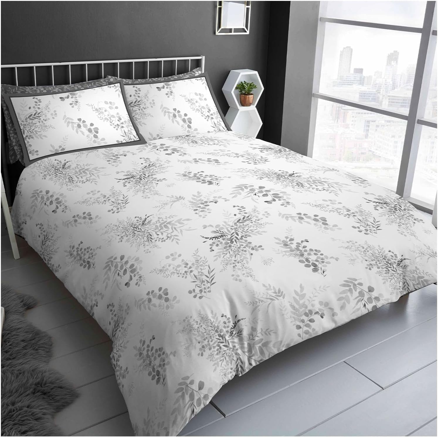 GC GAVENO CAVAILIA Double Bedding Set, Poly Cotton Duvet Cover (200x200 cm), Breathable Bed Cover Set, Reversible Leaf Comforter Cover, Washable