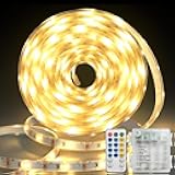 echosari 150 LED Strip Lights Battery Operated 16.4Ft Waterproof Strip Lights with Remote Timer Cuttable Light Strip for Indoor Outdoor Bedroom Cabinet Boat Decor (Warm White)