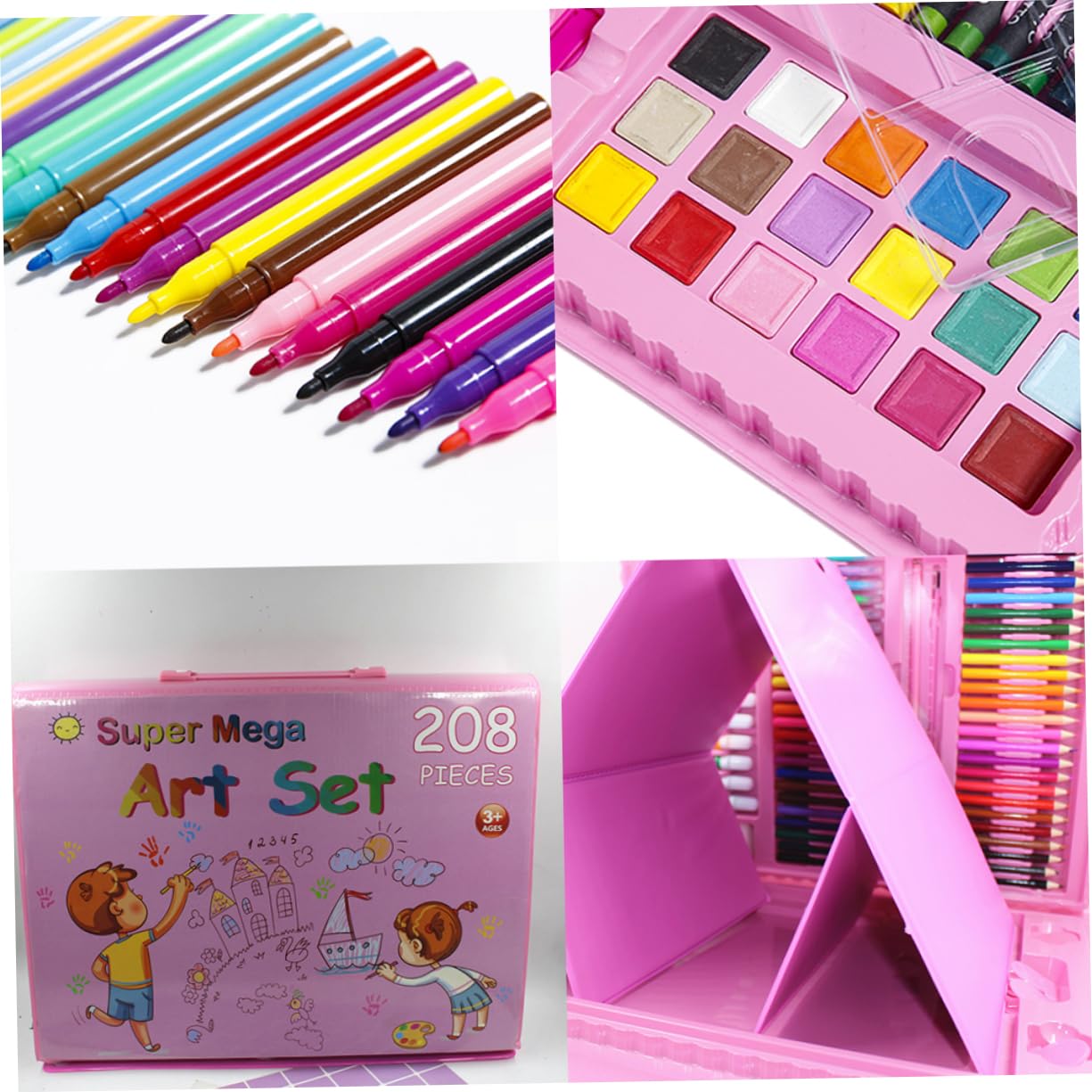 Juego de Bolígrafos de Gel 208 Piezas Rosa para Colorear y Dibujar