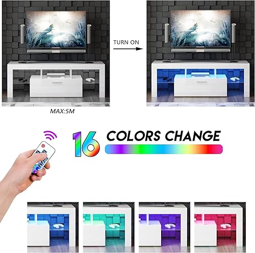 Miniatura 4 de Soporte de TV LED blanco para soporte de TV de 60 pulgadas, soporte de TV de 60 pulgadas para TV de 55+ 50 pulgadas, soporte de TV pequeño para