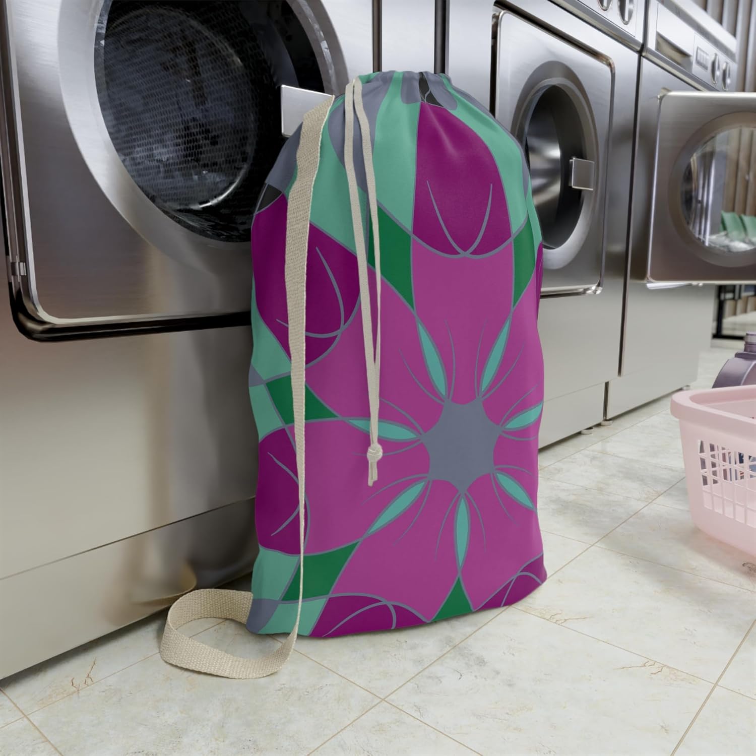 Colorful Boho Laundry Bag Chic Storage Solution Eco-Friendly Tote Gift Students Camping '2.common.journey' Art Mitzisniftis