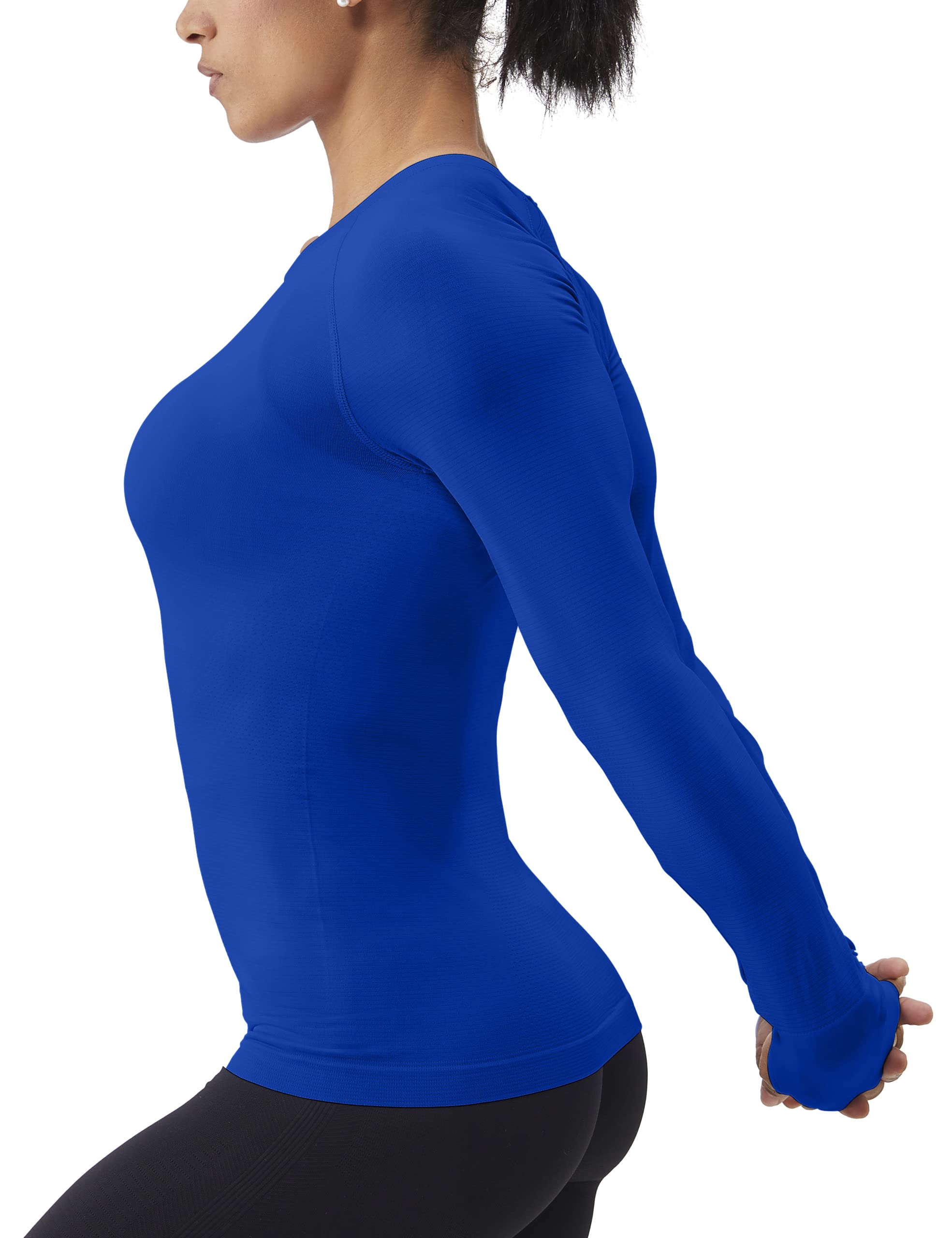 ANNVA U.S.A. Long Sleeve Workout Shirts for Women Swiftly Tech,Athletic Yoga Tops Gym Workout Tops Soft & Stretchy Slim Fit(Lakeblue,M)