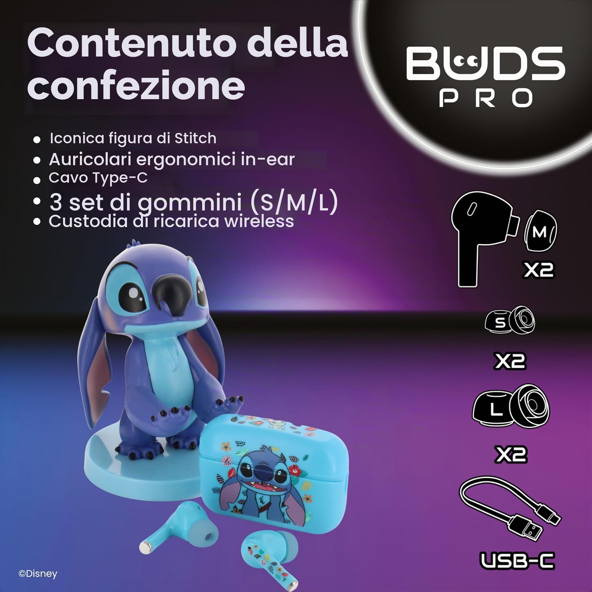 Cableguys Buds Pro Stitch Cuffie wireless Bluetooth e Supporto telefono - Auricolari In-Ear con microfono, 28+ ore di autonomia, Auricolari con cancellazione attiva rumore, Certificazione IPX4