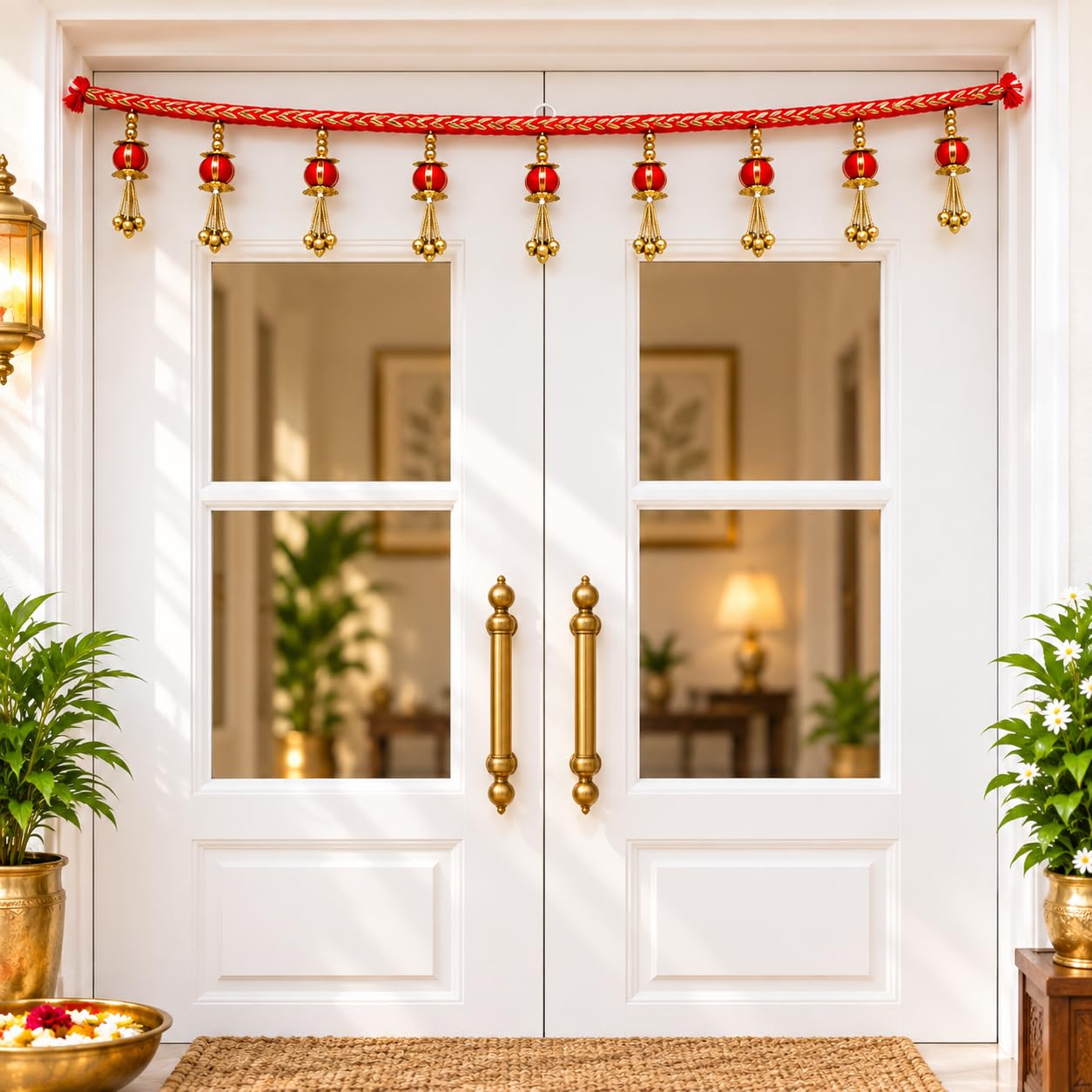 Gold Lotus Toran - Traditional Indian Door Decor -11