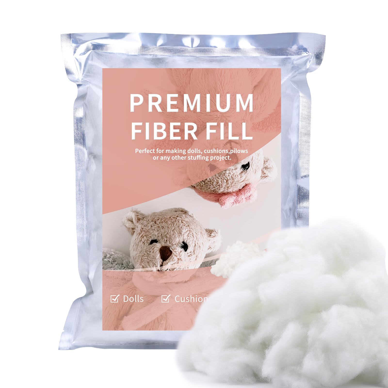 100g/3.5oz Premium Polyfill Stuffing for Stuffed Animals, (1.8oz-1.21 lb) Polyester Fiber Filling Stuffing, Fluff Polyfill Stuffing High Resilience Stuffing for Crafts, Crochet Stuffing