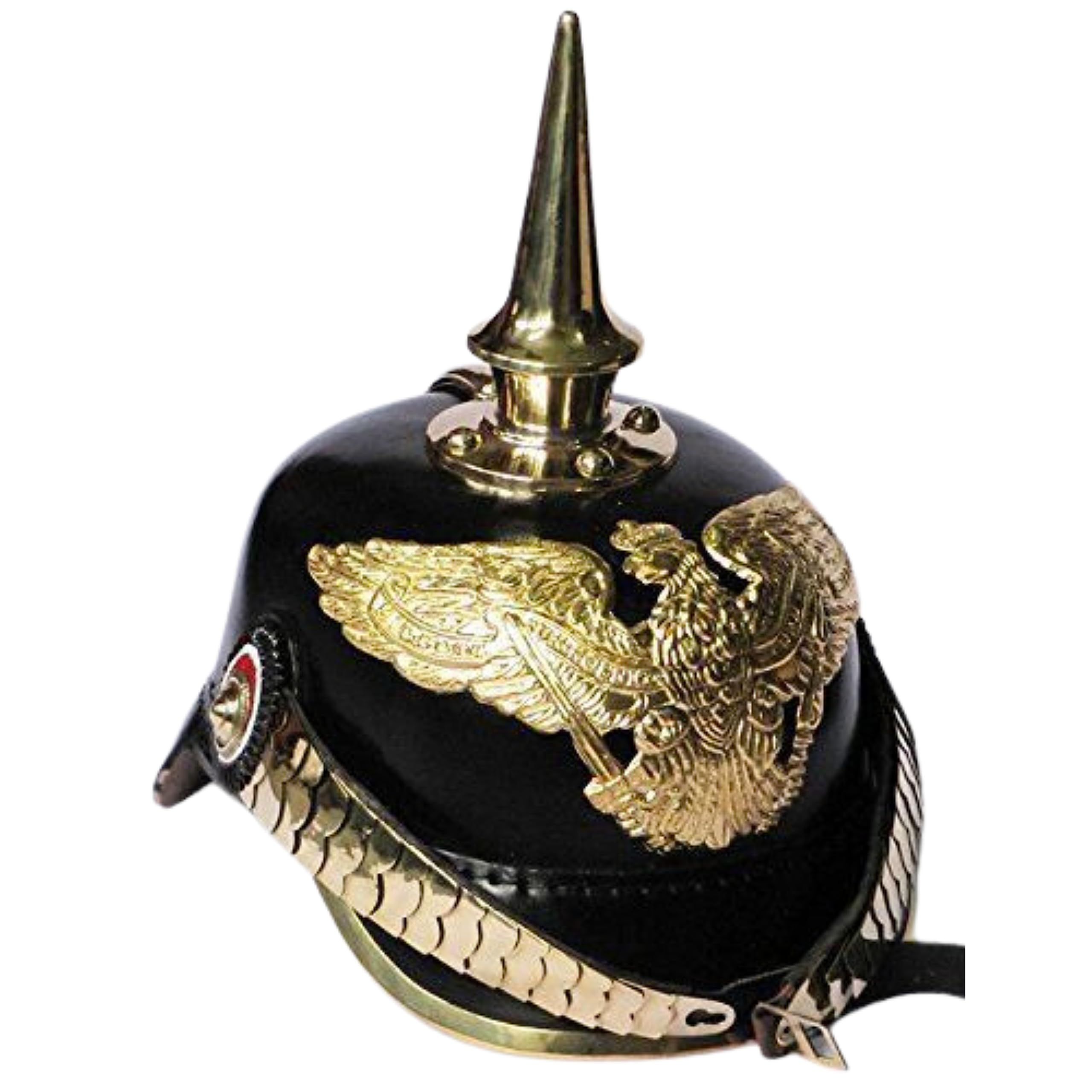 Brass German Pickelhaube Imperial Prussian Helmet - Leather by historicalmuseumstore