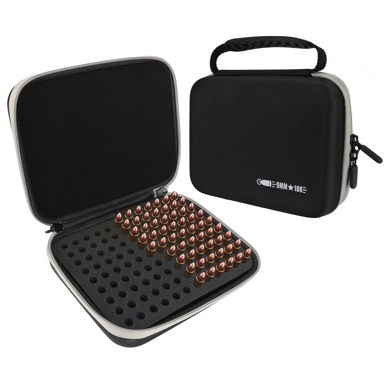 Sponsored Ad - 108 Round 9MM Ammo Storage Case, Ammo Box Compatible with 9mm Luger, 9mm Parabllum, 9mm Makaro, 380 ACP .32 ACP .45 ACP, 30 Luger, 32 S&W, 40 S&W, Bullets Storage Box for 9MM(Grey)