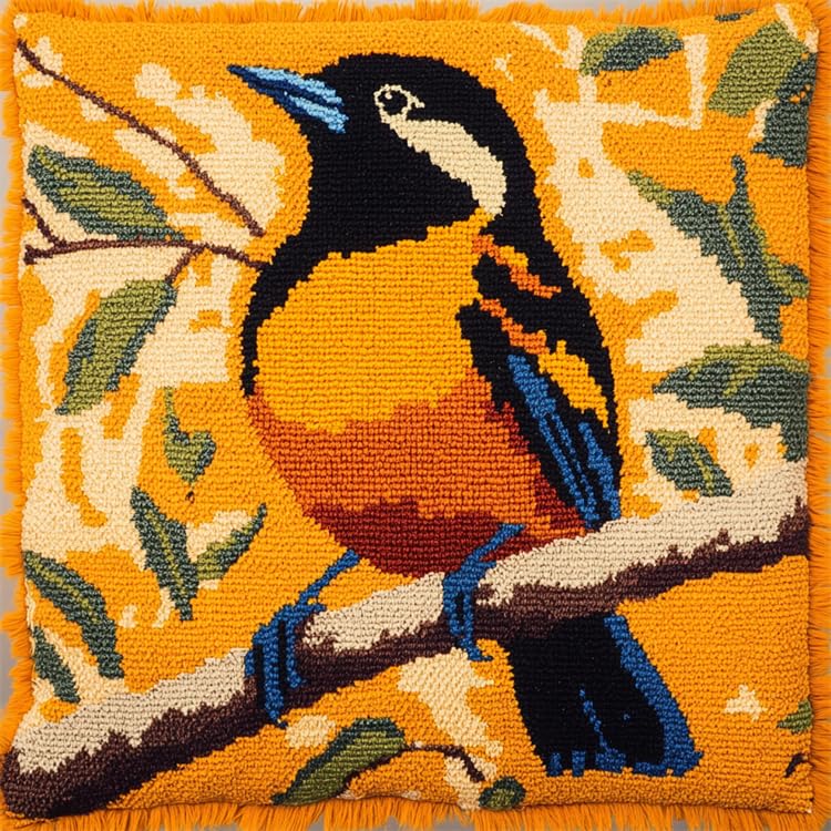 Kit broderie latch hook oiseau cadeau créatif adultes