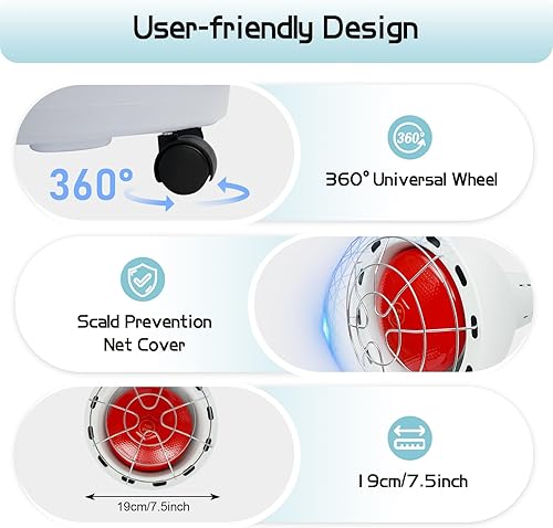 Miniatura 6 de Lámpara infrarroja de doble cabeza, luz de calor roja de 275 W 110 V, soporte de suelo, tubo telescópico, temperatura ajustable, 1 unidad