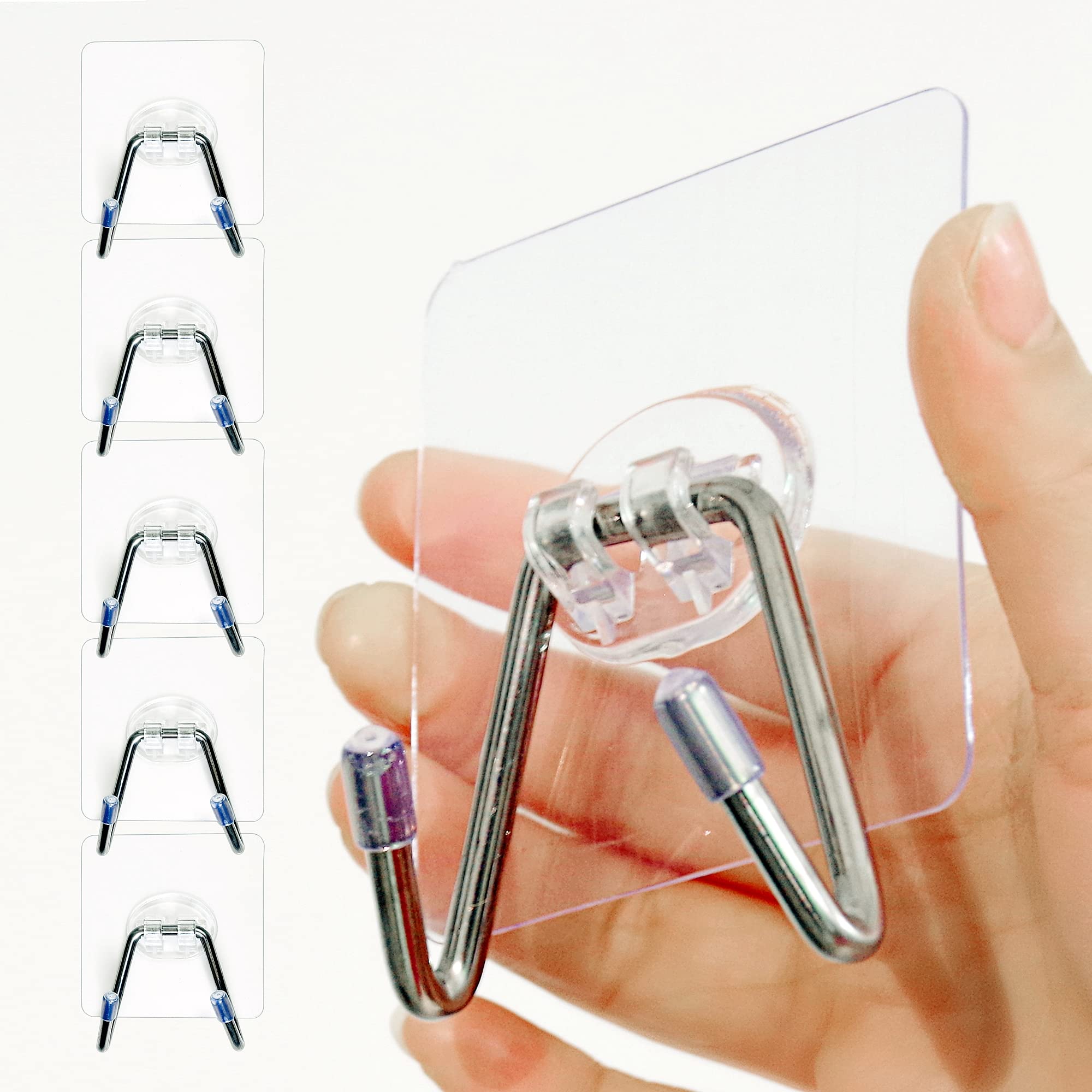 Einfagood Silve Adhesive Hook Without Drilling, Resilient Self-Adhesive Coat Hook, Wall Hook, Towel Hook (6 Pack, )
