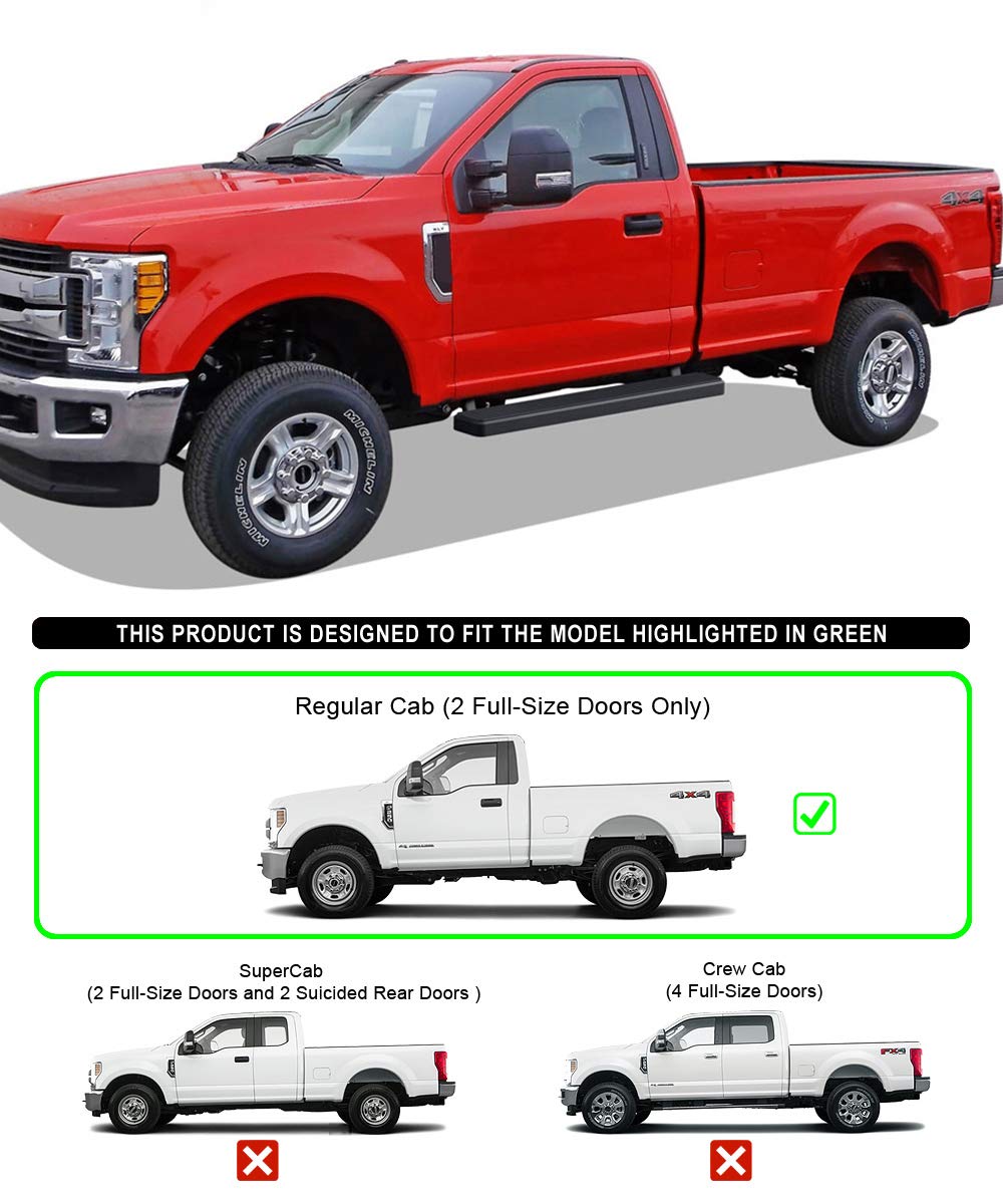 APS (Black 5 inches 304 Stainless Steel Running Boards Nerf Bars Side Steps Compatible with Ford F150 2015-2025 Regular Cab & F-250 F-350 Super Duty 2017-2025