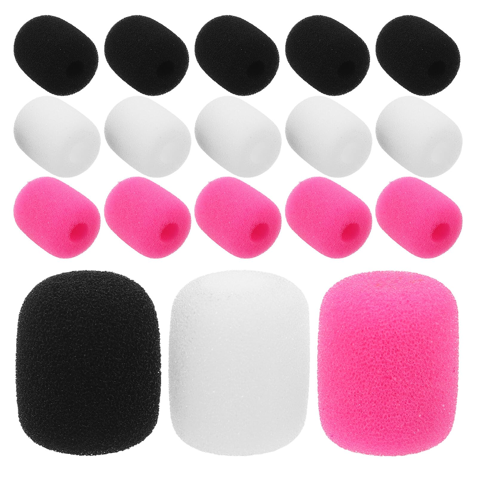 24 Pièces Lot de 24 Bonnettes Anti-Vent en Mousse Mini 2,5 X 2,2 CM pour Microphone Portable et Casque Audio, Protection Cylindrique Légère et Compacte, Adaptées aux Micros de