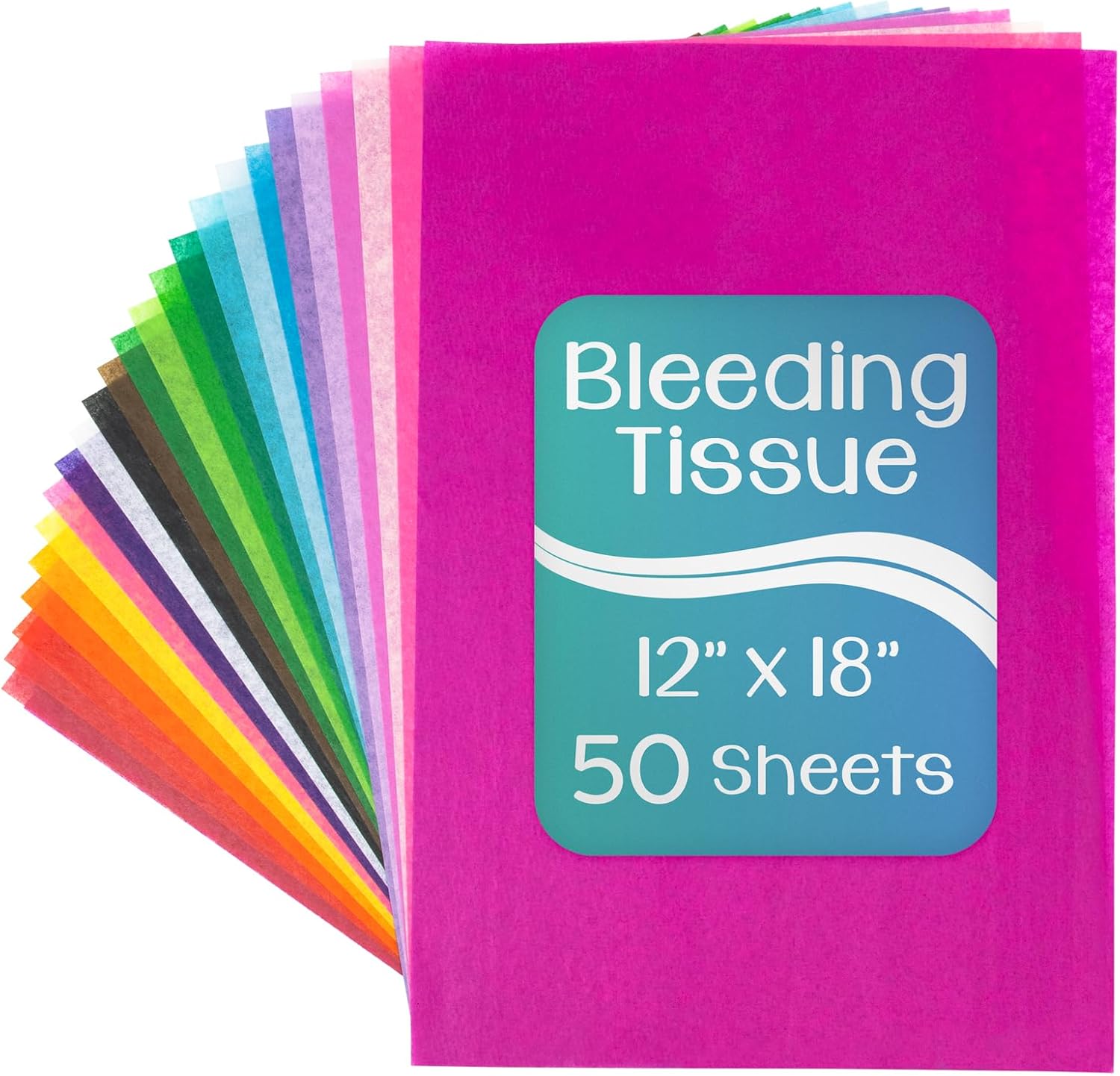 Hygloss Products Bleeding Tissue Assortment- Multi-Color Assortment 12 x 18 Inch, 50 Sheets