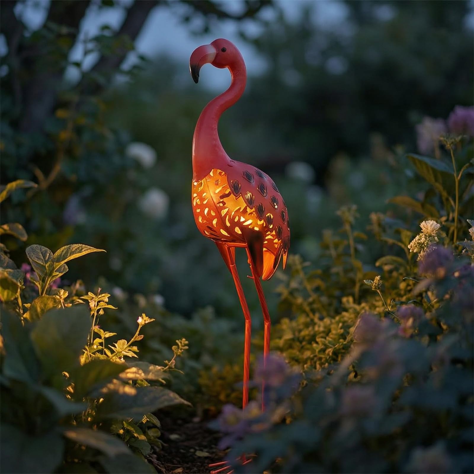 Metall- mit Solarlicht freistehend -Statue mit Solarlicht rostfrei Gartenskulptur für Gartenliebhaber, Hobbyfotografen, Garten