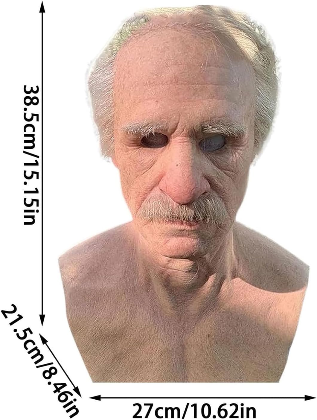 Realistic Old Man Masque, Full Head Costume, Masquerade Accessory with White Hair and Beard, Halloween Masque for Stage Show, Theater Performance, Family Gathering, Festival, Cosplay