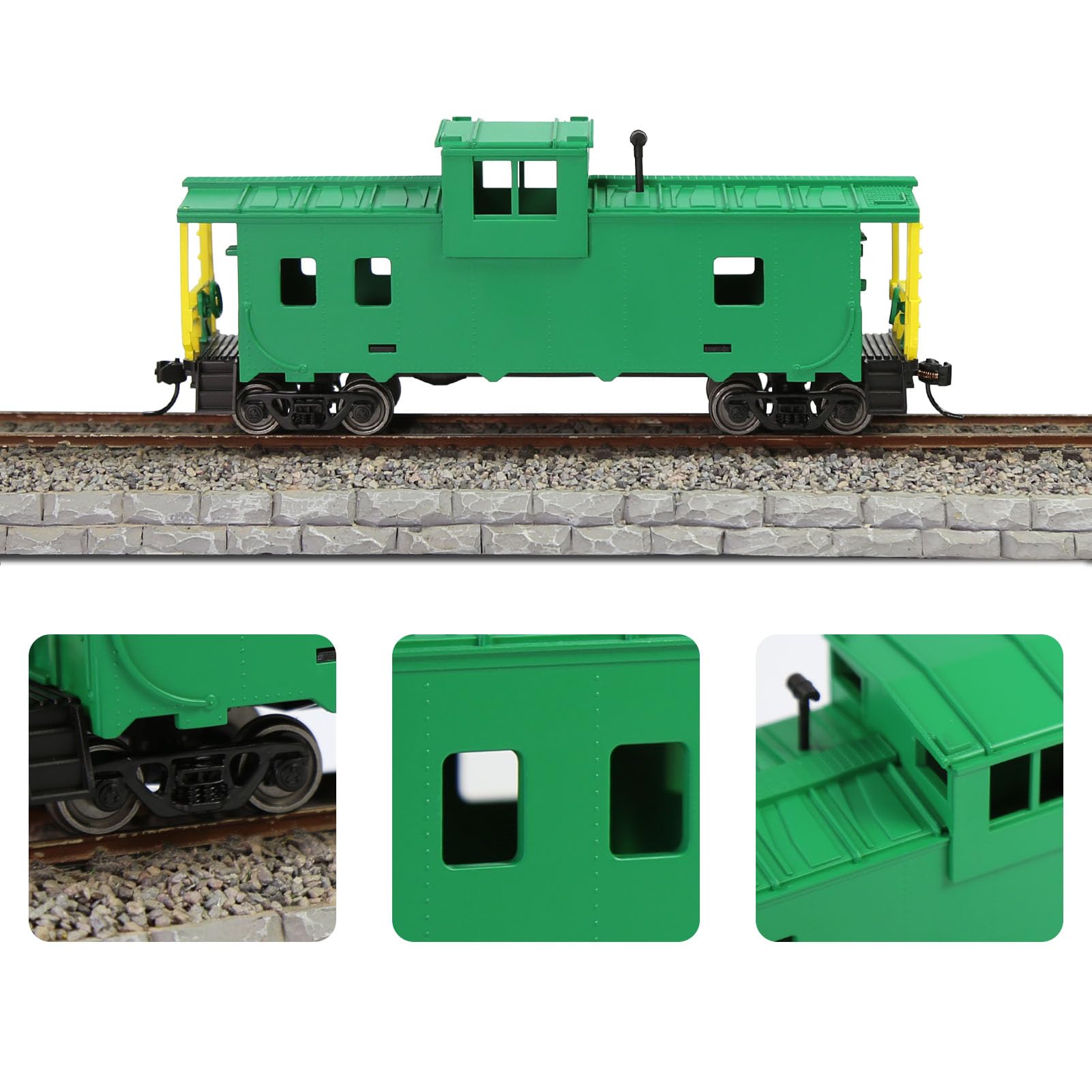 Evemodel C8763 1 unità dipinta 1:87 HO Scala 36 'Wide Vision Caboose Wagons Model Railway (verde)