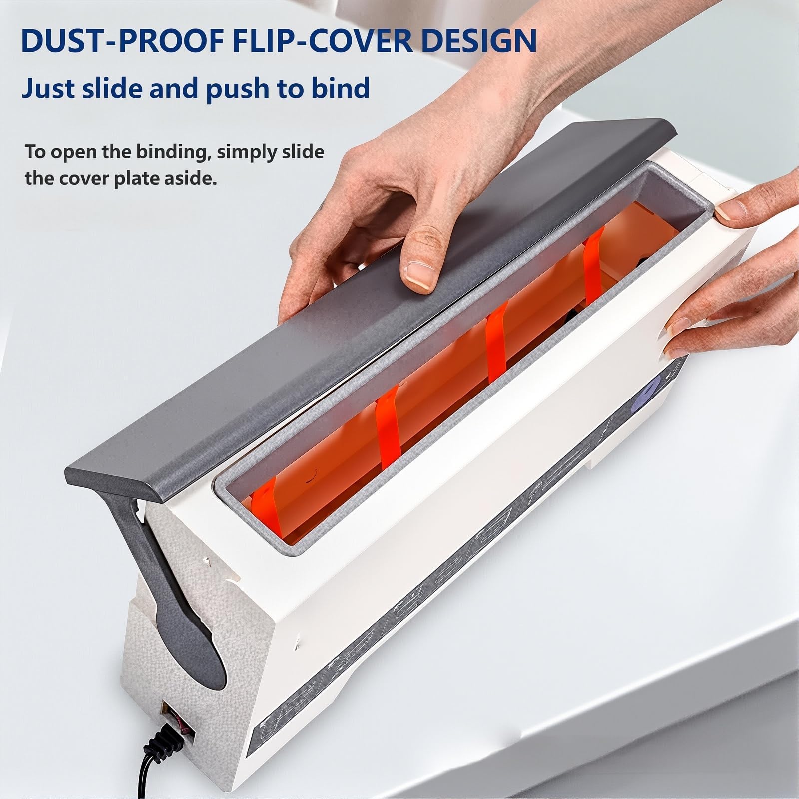 Rilegatrice termica a caldo, con copertura ribaltabile antipolvere | Raccoglitore di documenti desktop a preriscaldamento rapido PTC, larghezza 297 mm per contratti di ufficio, rapporti(white)