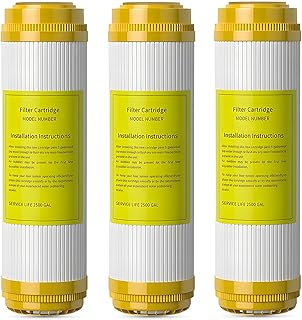 Cartucho de resina catiónica para suavizador de agua de 25 x 6,35 cm, filtro de repuesto para sistemas de filtración de agua de 25 cm para toda la casa (paquete de 3)
