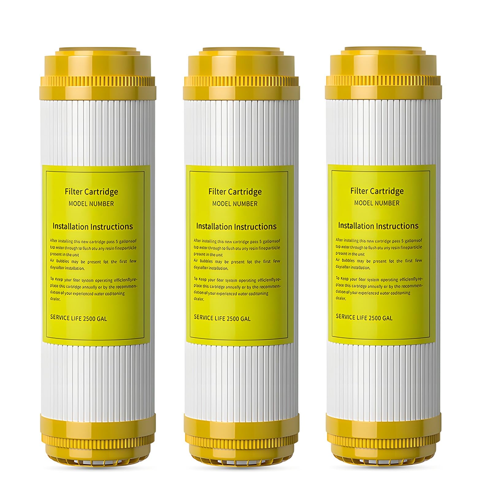 Cartucho de resina catiónica para suavizador de agua de 25 x 6,35 cm, filtro de repuesto para sistemas de filtración de agua de 25 cm para toda la casa (paquete de 3)