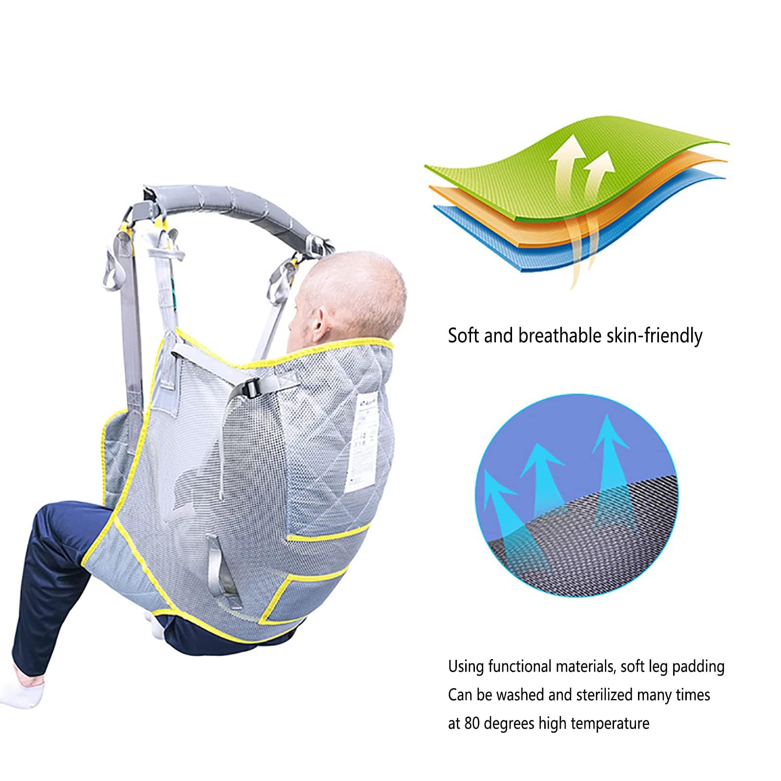 Eslinga de elevación para Pacientes con Transferencia Pesada, grúa de elevación para Ancianos, Eslinga de Ducha con piernas separadas para Pacientes para Levantar Eslinga de Transferencia Pesada