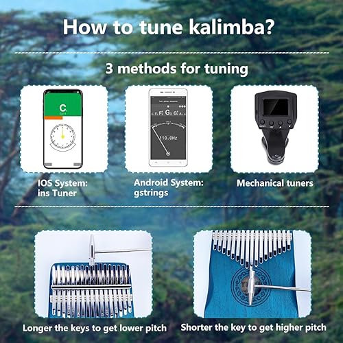 Miniatura 7 de YEPVIE Kalimba Instrumento profesional de 17 teclas, piano de pulgar Kalimba con herramientas de aprendizaje, instrumentos musicales únicos de piano