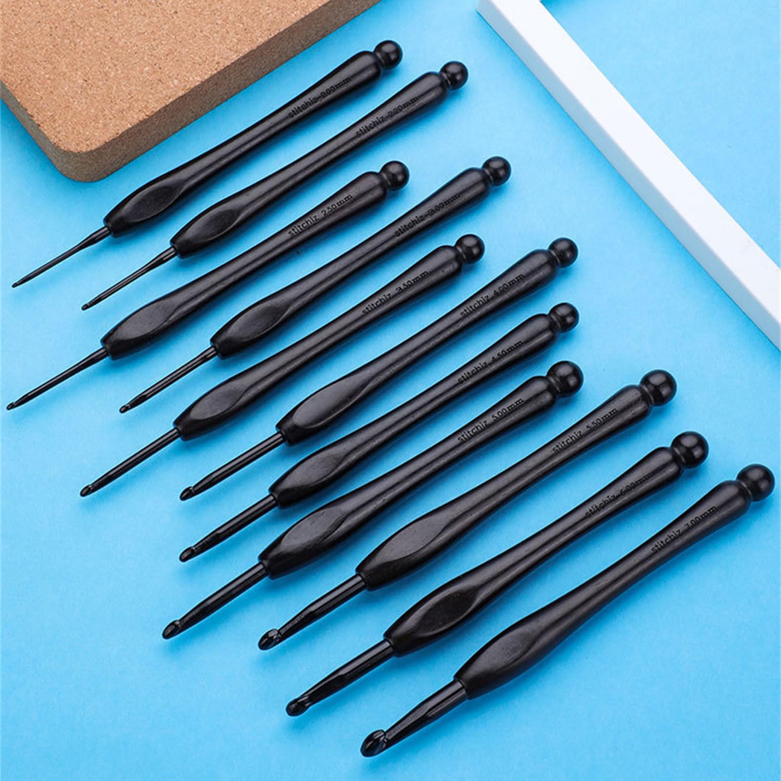 Häkelnadel-Set, ergonomische Häkelnadeln, 2,0 mm - 7,0 mm, praktische Stricknadel für Bastelprojekte, 20 Stück