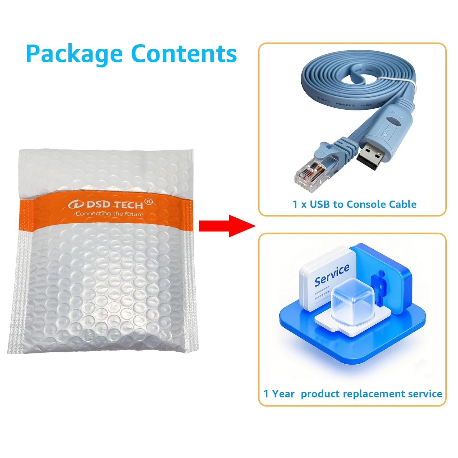 DSD TECH SH-RJ45P USB to Console Cable with PL2303GT chip for Routers Switches 1.8M/5.9FT (Pack of 2)