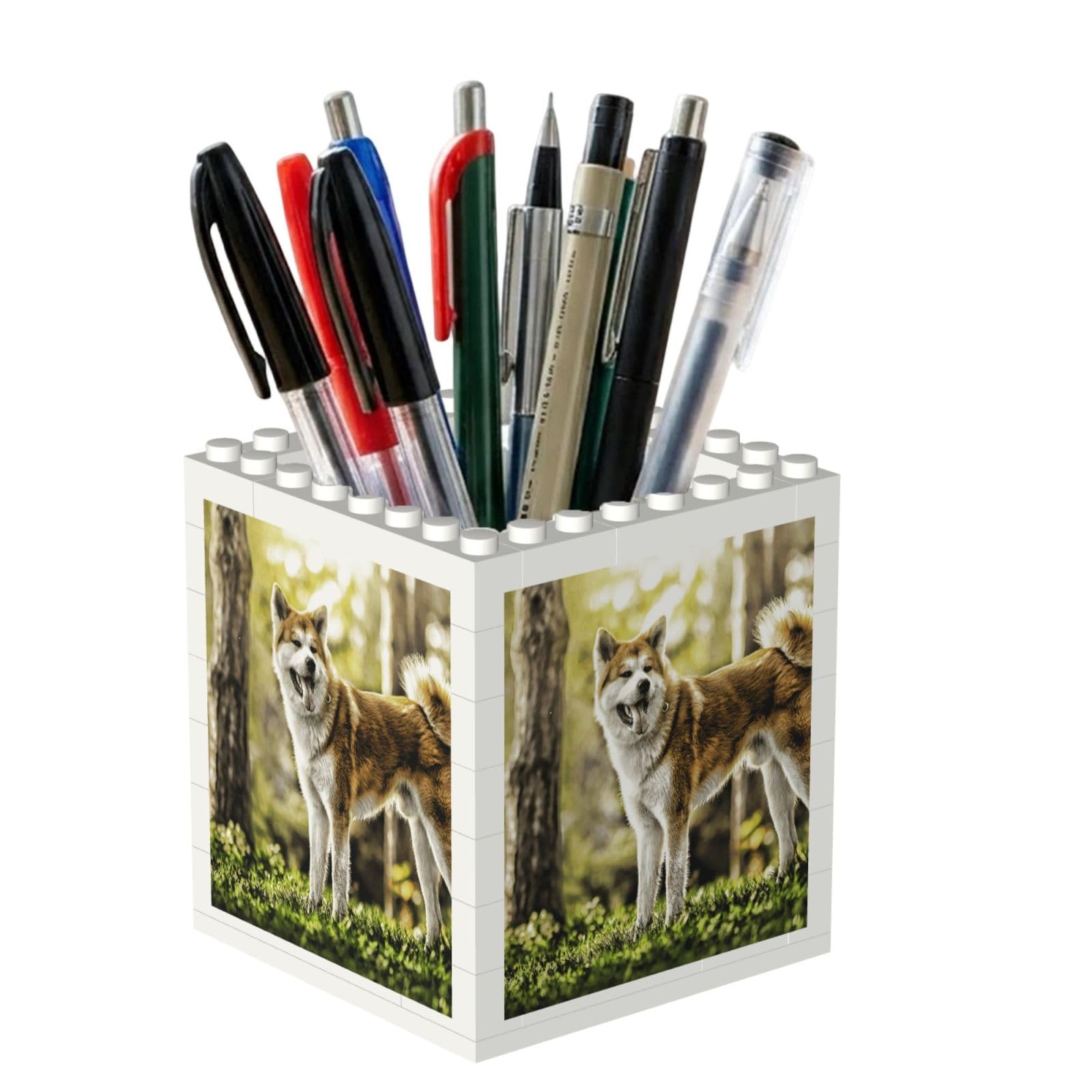 Poadnly Akita Inu In Pets Dogs HDR Summer Akita, Pen Pot Pencil Holder for Office Home School, Compact Desk Organiser for Office Stationery