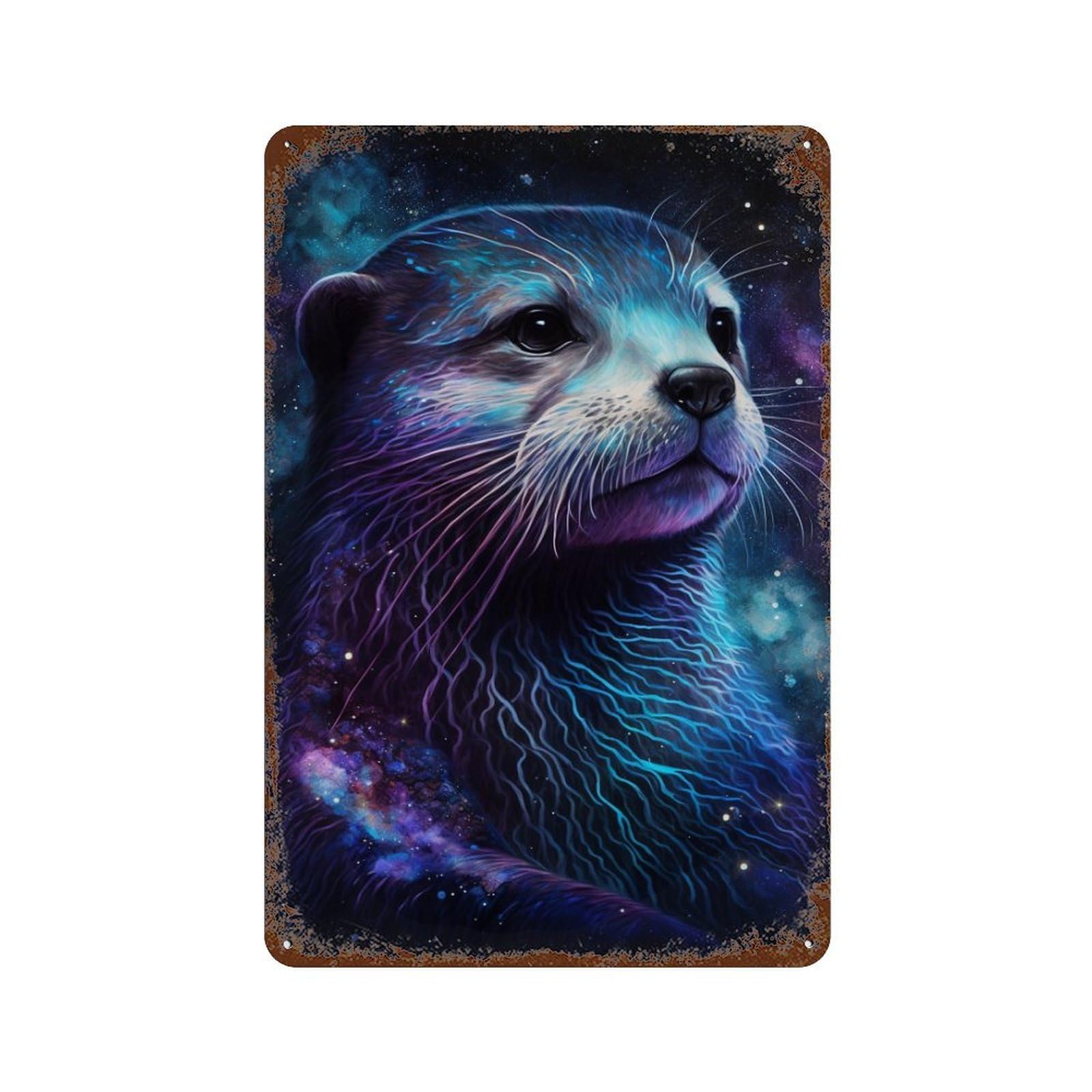 Galactic Otter Portrait -1 Retro Metal Sign 11.8"x7.9", Ideal for Basement, Hobby Room And Garage Decor