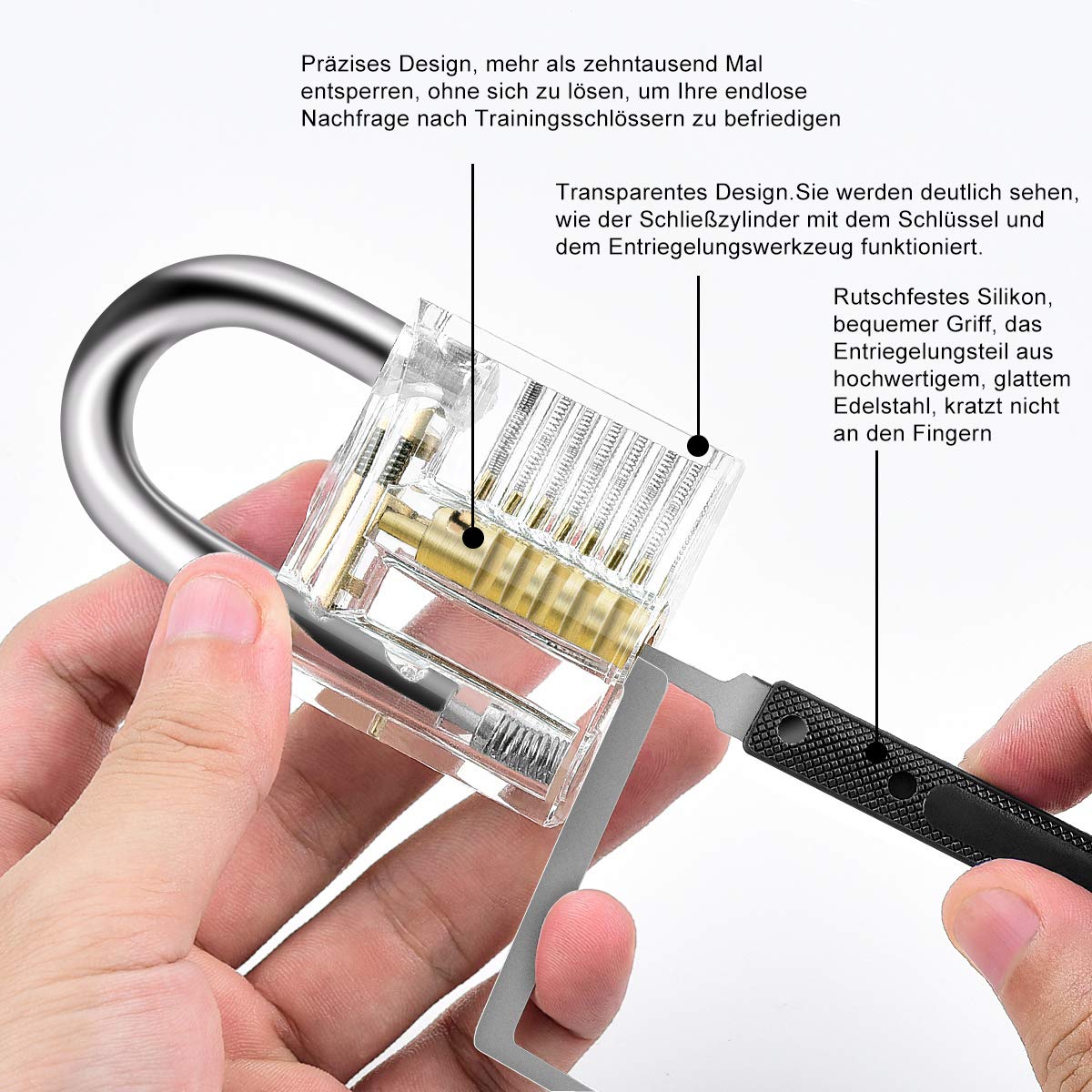 Diyife Lockpicking Set [Upgrade], 26 Stück Dietrich Set Komfort-Sicher Silikon-Hand, mit 2 Transparentem Trainingsschlössern, für Anfänger und Profis Schlosser (Schwarz)