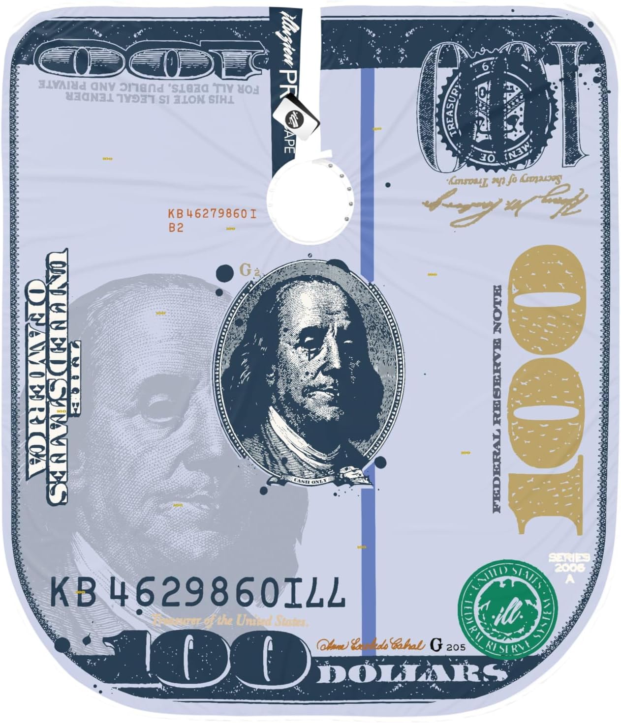 Illuzien $100 Bill (BLUEFACE) PRO Barber Cape, Hair Cut Cape, Water-Resistant Barber Accessories, Professional Cape