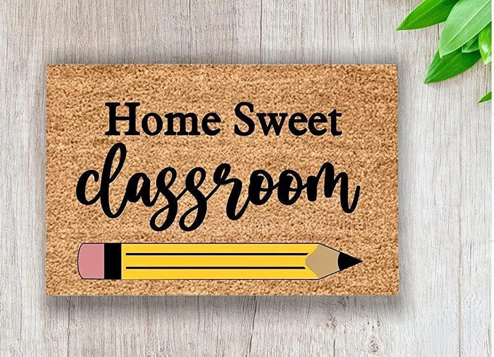 Photo 1 of Home Sweet Classroom Pencil Doormat, Teacher Doormat, Classroom Decoration, Non Slip Floor Mat For Home Bathroom Kitchen Entrance 24 X 16 Inch