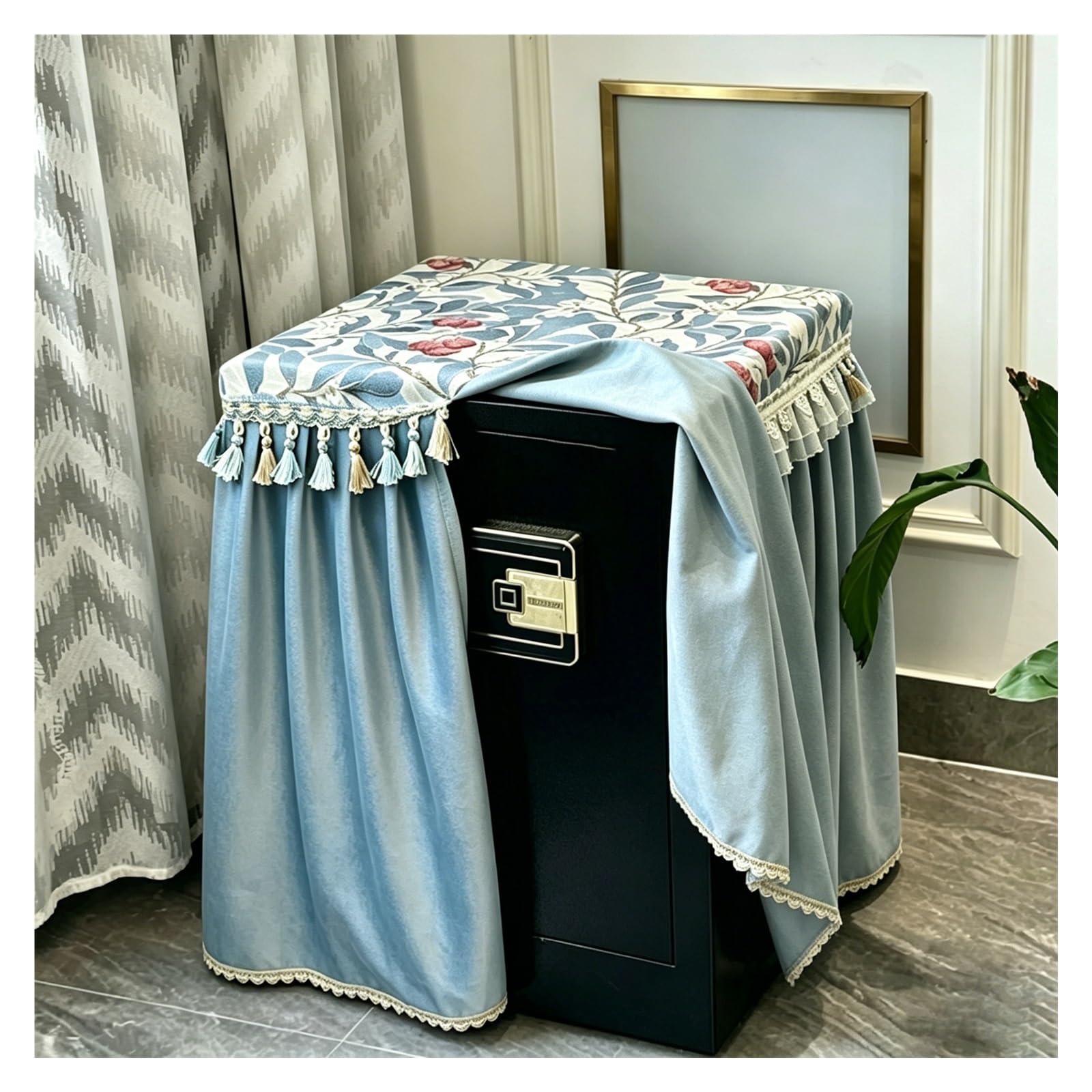 CHZDPP Custom Safe Cover with Tassel, Patterned Safe Dust Cover, Full-Coverage Furniture Dustproof Covers with Reinforced Seams(Blue,35x30x40 cm/14"x12"x16")