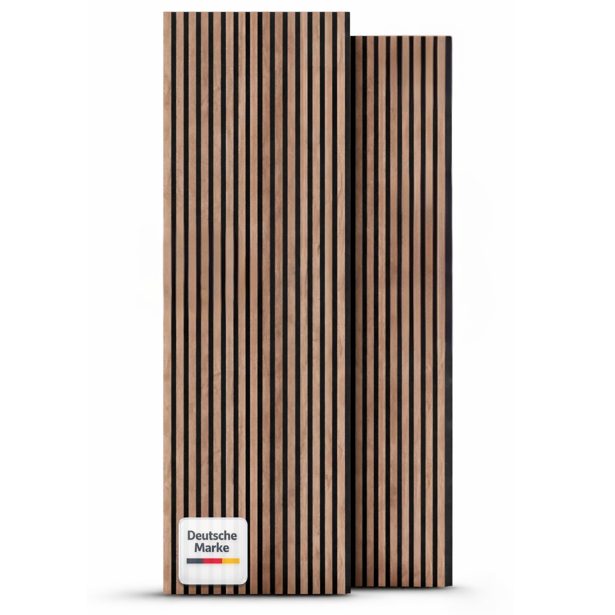 LAGELLA® Akustikpaneele Holz (2er Set) 240 × 60 × 2,1 cm – Schallabsorbierende Wandpaneele mit Akustikfilz & Holzlamellen – Wandverkleidung für Wohnzimmer & Büro – Teak (Honigbraun)