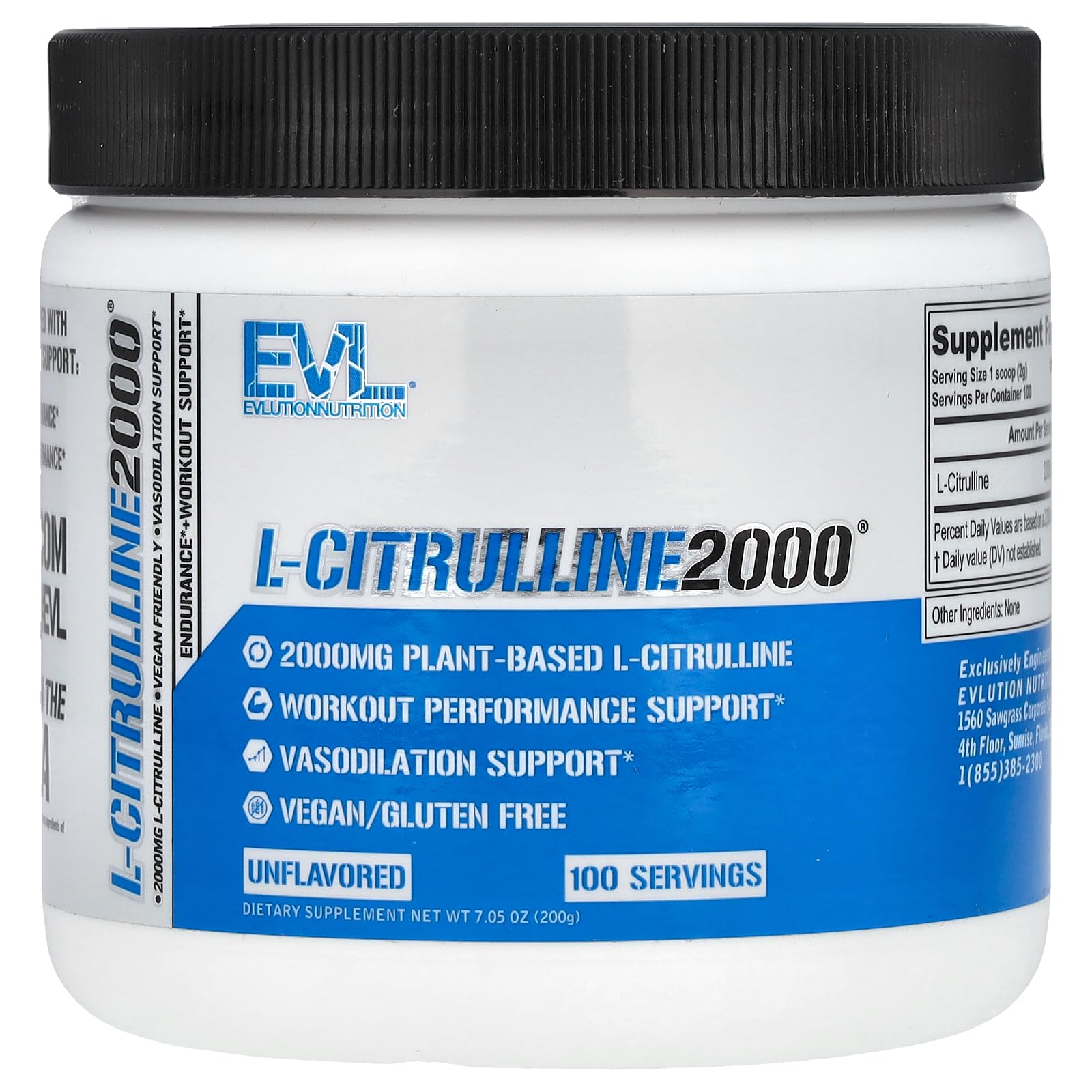 L-Citrulline2000 Nitric Oxide Pre Workout Powder - High Strength L Citrulline Powder for Enhanced Muscle Strength and Intense Pumps - Plant Based Nitric Oxide Booster - Unflavored