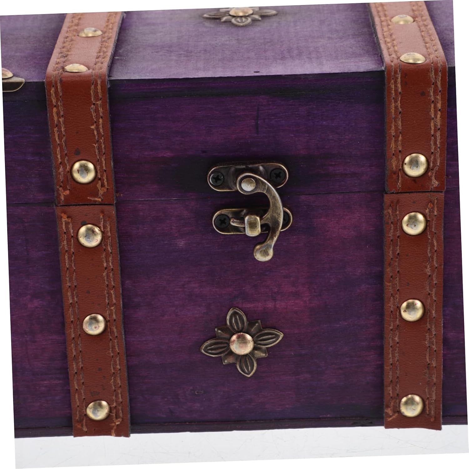 LIFKOME Antique Wooden Jewelry Box Hasp Lock Vintage Treasure Chest for Personal Items Multi-purpose Desktop Organizer for Efficient Workspace Storage