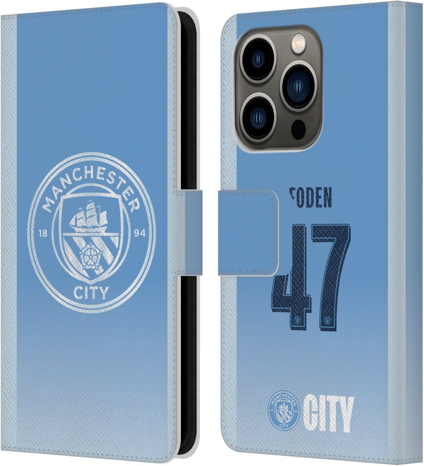 Head Case Designs Officially Licensed Manchester City Man City FC Erling Haaland 2026/27 Players Home Kit Leather Wallet Case Compatible with Apple iPhone 16 Pro Max