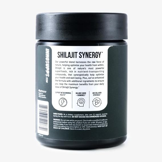 Inno Shilajit Synergy - Shilajit Capsules Supplement For Men with Ashwagandha, Ginseng, Rhodiola, Fulvic Acid - Supports Energy, Muscle Growth, Performance & Recovery for Men's Health (60 Capsules)