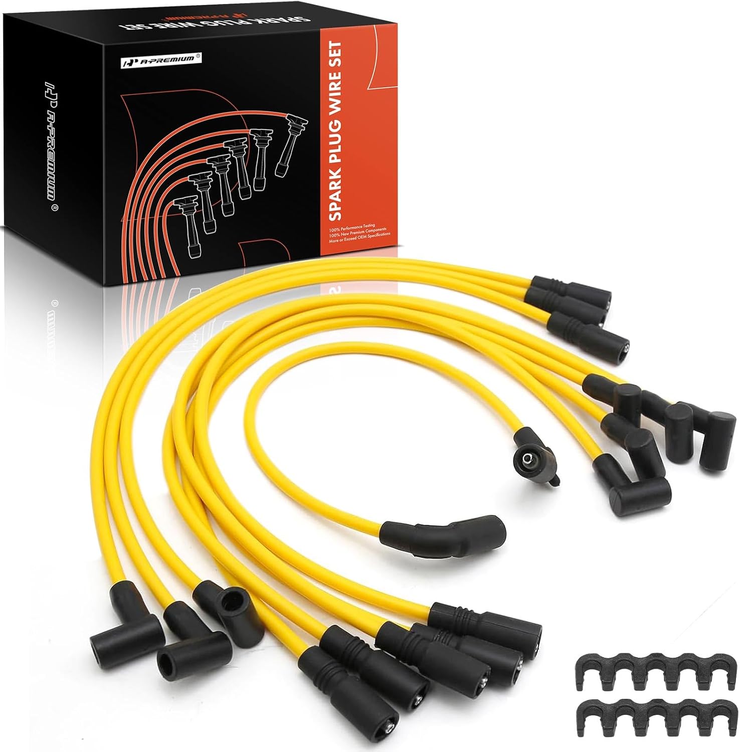 A-Premium Ignition Spark Plug Wires Set of 9 Compatible with Chevrolet Silverado 2500, Tahoe, Suburban 1500, Express 1500 2500, K1500, K2500 & GMC Yukon, Savana 1500 2500 & Cadillac Escalade & Isuzu