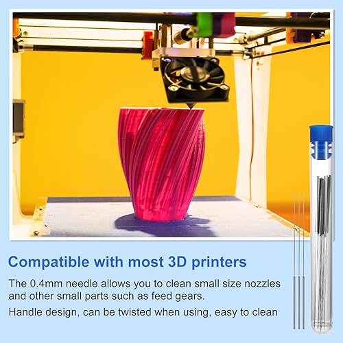Miniatura 5 de Kit de limpieza de boquillas de impresora 3D, limpiador de agujas de 0.016 in, acero inoxidable, boquilla de impresión 3D, agujas de boquilla de