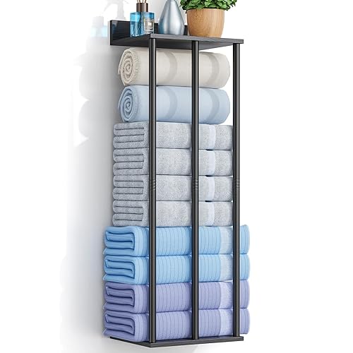 34 Inch Bathroom Towel Rack with Shelf – Modern Towel