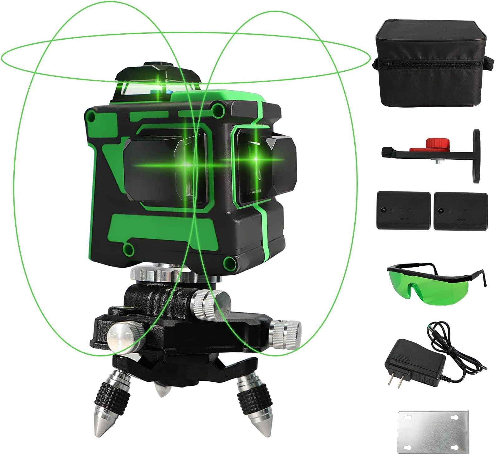 ATOLS 12 Lines Laser Level for Picture Hanging,3x360° 3D Green Cross Line,Rechargeable Battery, Switchable & Auto Self Leveling, Three-Plane Leveling and Alignment, for Indoor & Outdoor Construction