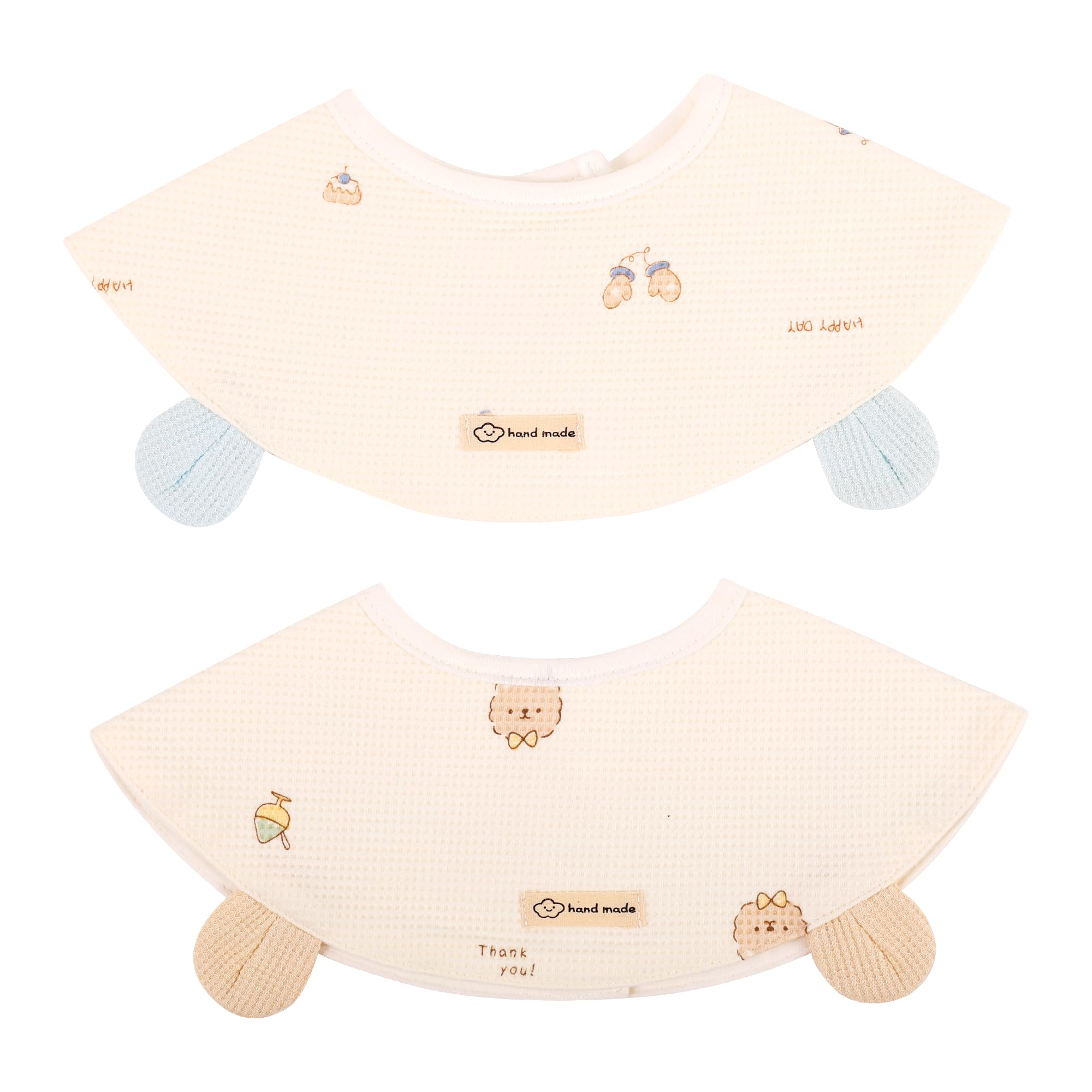 Nuluv Baby Bibs, Soft, Hypoallergenic, Snap Button Bibs for Newborns 0+ Months, Eco-Friendly, Super Absorbent, Made with 100% Organic Cotton, Multi Color on Off-White Base, Pack of 2-image-22