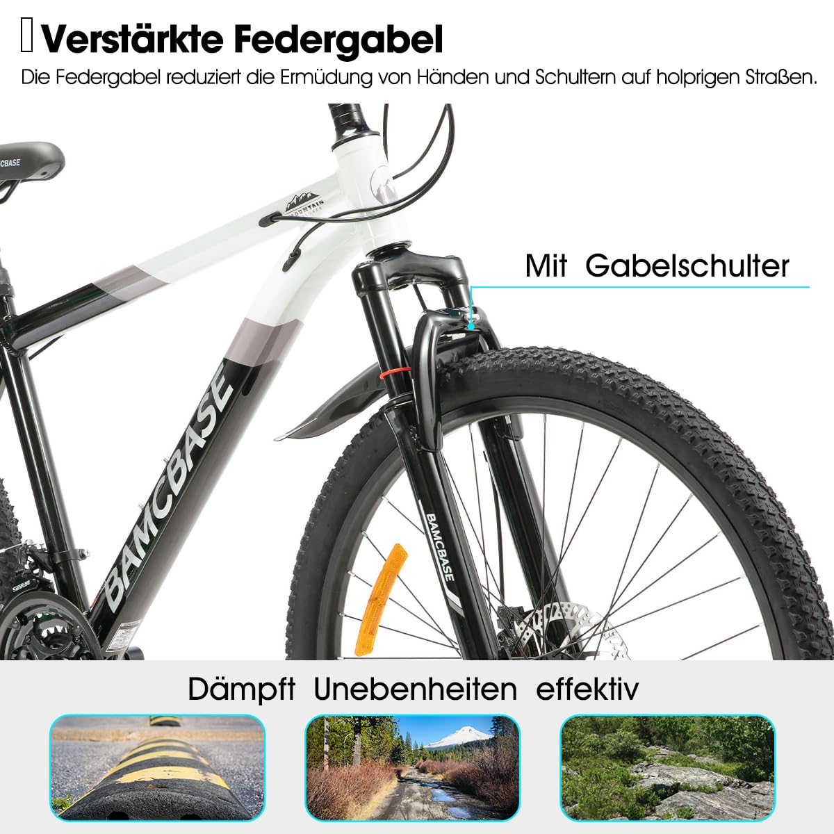 HILAND Rockford rower górski MTB 26", dla mężczyzn i kobiet, 18-biegowy rower z hamulcem tarczowym dla mężczyzn i kobiet, aluminiowa rama, Hardtail, unisex, dla dorosłych, biały
