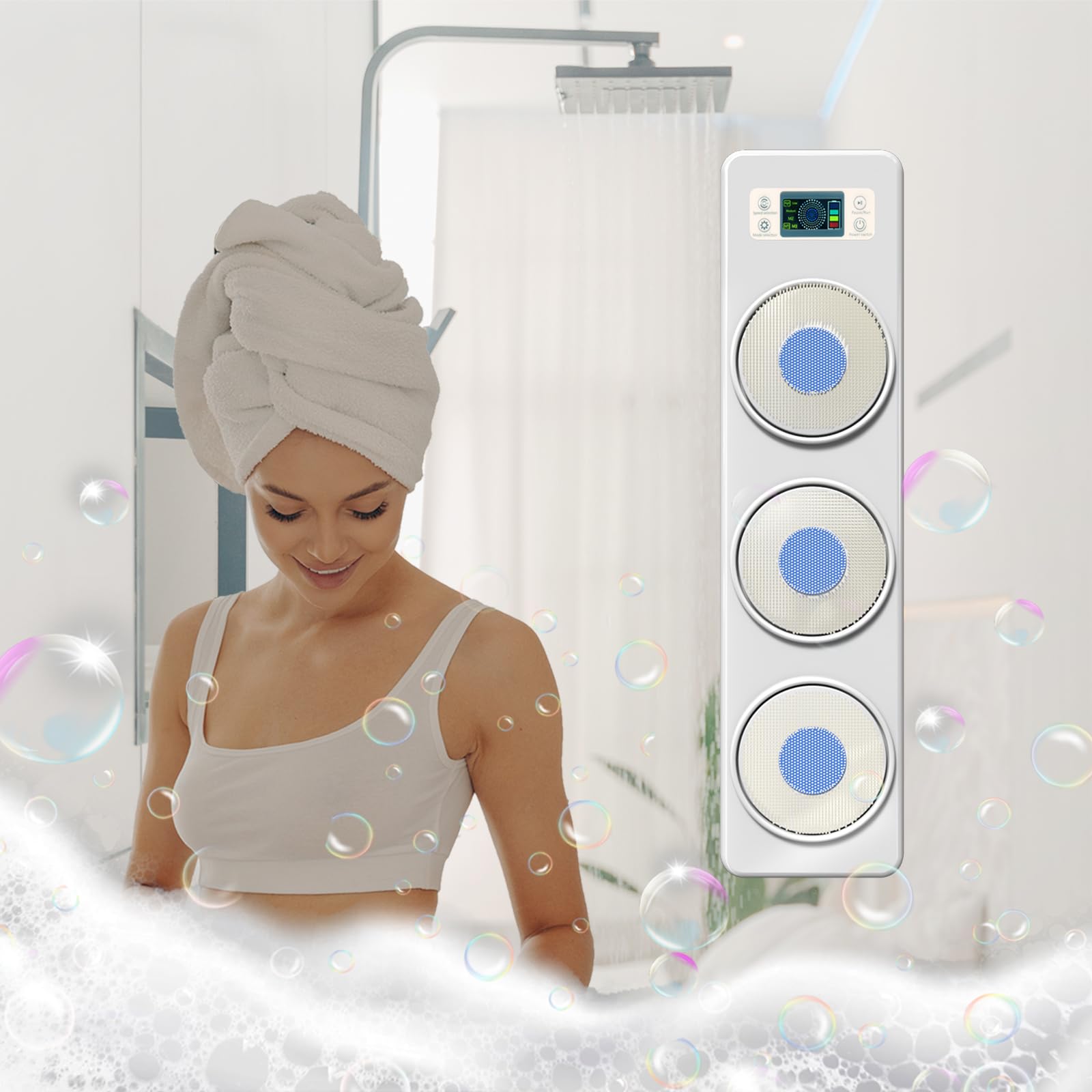 Electric Shower Brush for Body, Wall Mounted Back Scrubber for Shower, Exfoliating Shower Brush with Intelligent Display Screen,Back Bath Scrubber for Massage and Deep Cleansing