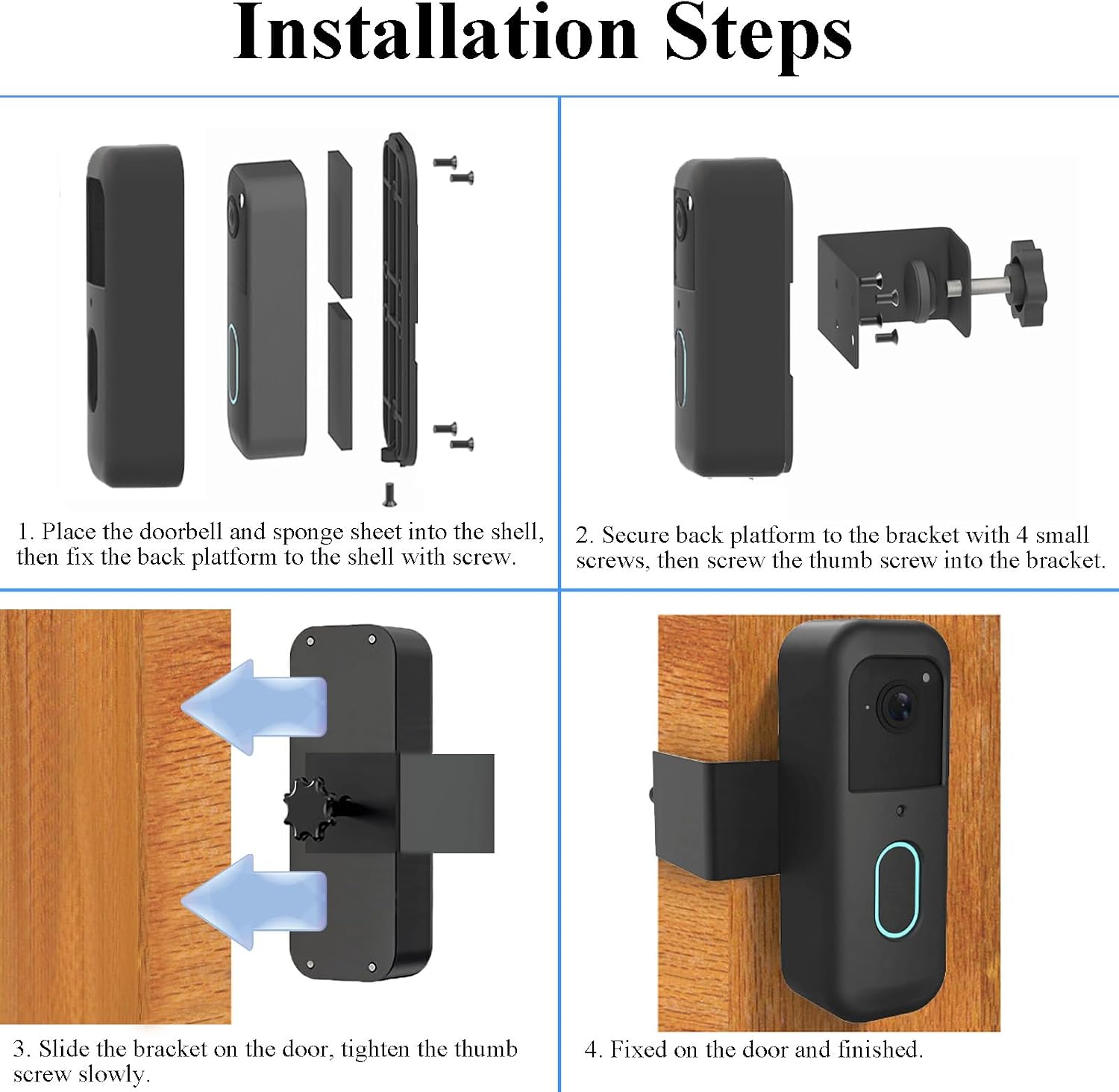 Blink Doorbell Mount, Anti-Theft Blink Video Doorbell Door Mount Bracket, No Drilling, Not Block Motion Sensor, Easy to Install, Fit for Video Doorbell 2nd Gen (Black)