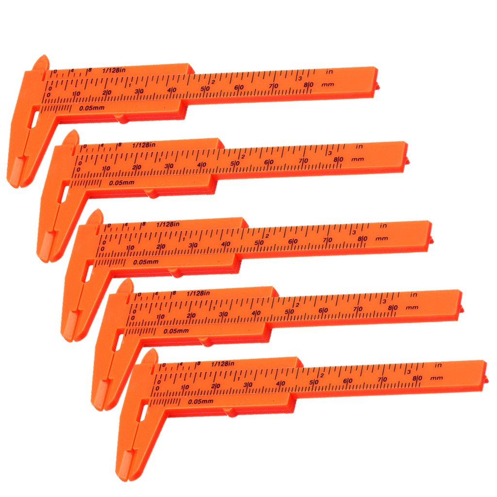 5 Pieces Mini Plastic Ruler Sliding 80mm Vernier Caliper Gauge Measure