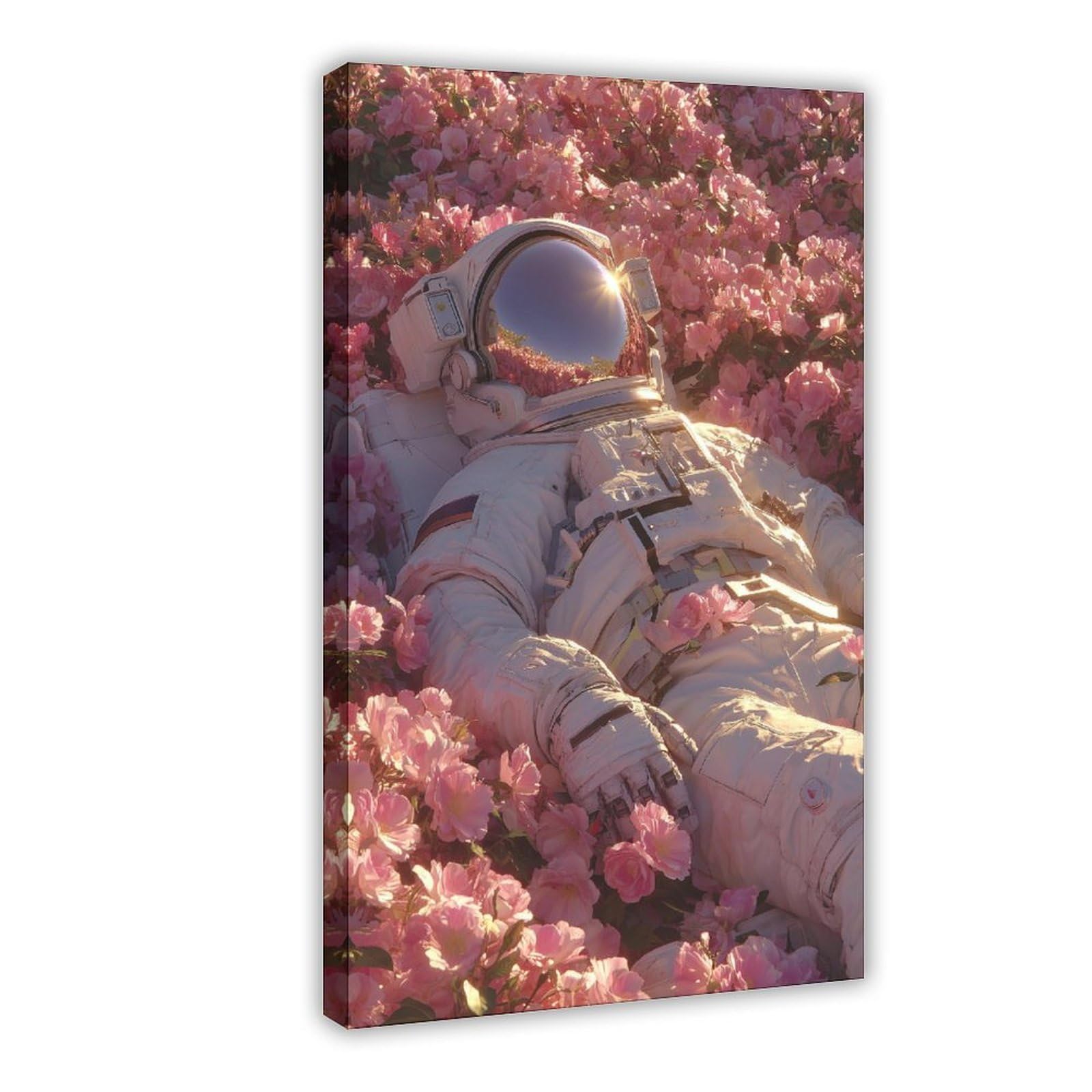 Ywtjax Frame-Style Astronaut In Flowers Poster Canvas Poster For Dorm Room Decor Gift