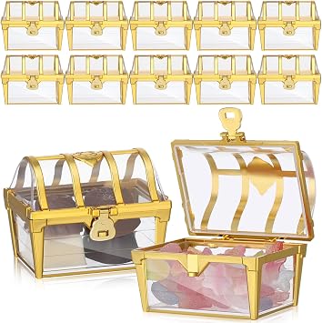 UKCOCO Wedding Favor Box Small Treasure Chest Candy Box 3.14X2.55X2.36In Party Treats Container for Bridal Shower Wedding Sweets Gift Packaging Set of 12